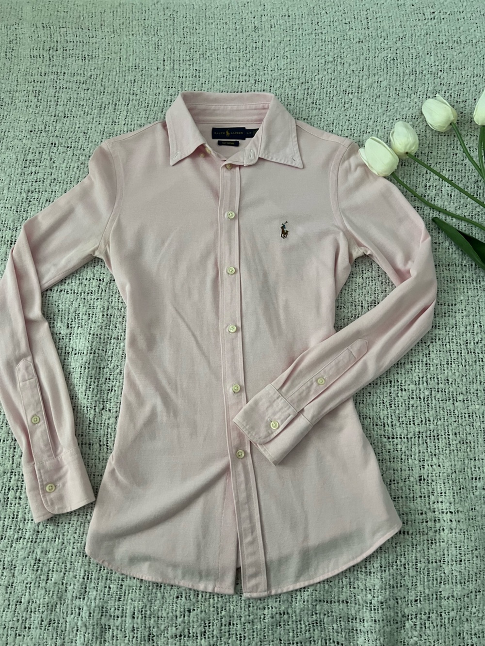 Ralph Lauren Light Pink Button-Down Polo Shirt